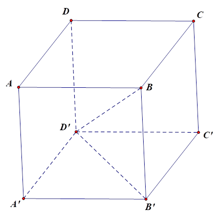 Cho hình lập phương ABCD.A'B'C'D' có độ dài BD' = 3 căn bậc hai 3. Tính thể tích của khối lập phương ABCD.A'B'C'D'. (ảnh 1)