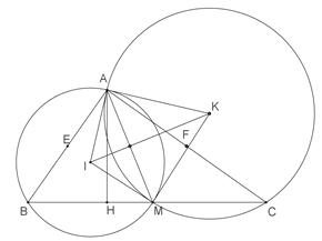 Cho tam giác \(ABC\) vuông tại \(A.\) Gọi \(M\) là một điểm trên cạnh (ảnh 1)
