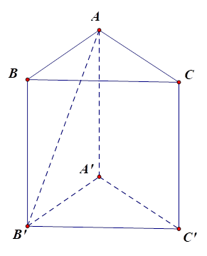 Cho lăng trụ đều ABC.A'B'C' có tất cả các cạnh bằng a. Góc giữa đường thẳng AB' và mặt phẳng (A'B'C') bằng (ảnh 1)