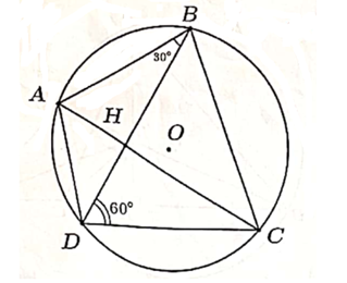 Cho tứ giác \[ABCD\] nội tiếp đường tròn \[\left( O \right)\]. Gọi \[H\] là giao điểm của hai đường chéo (ảnh 1)