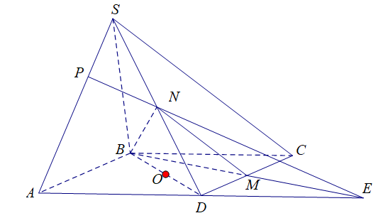 Cho hình chóp S.ABCD có đáy ABCD là hình bình hành tâm O (ảnh 1)
