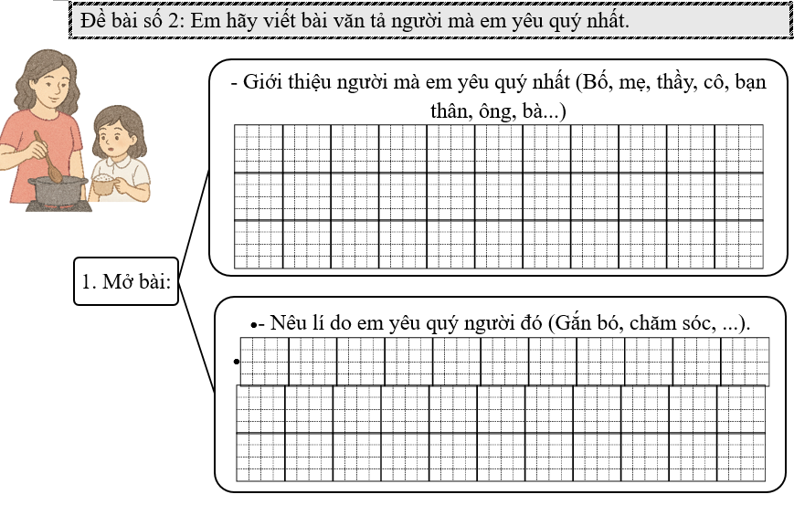 Đề bài số 2: Em hãy viết bài văn tả người mà em yêu quý nhất. (ảnh 1)