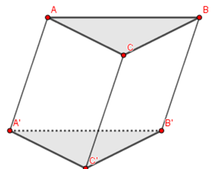 Cho hình lăng trụ tam giác ABC.A'B'C' (ảnh 1)