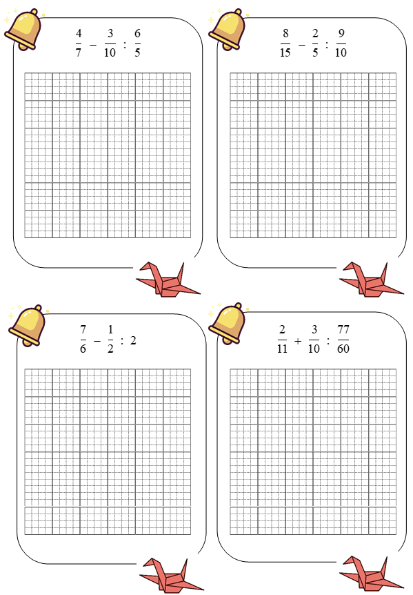 Tính giá trị biểu thức 1/6 + 1/4 : 2/3 = (ảnh 5)