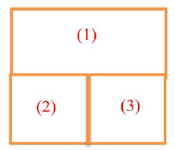 Trong một bình cao có tiết diện thẳng là hình vuông, được chia làm ba ngăn như hình vẽ. Hai ngăn nhỏ có tiết diện thẳng (ảnh 1)