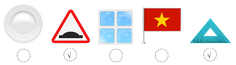 Đánh dấu √ vào đồ vật có dạng hình tam giác: (ảnh 2)