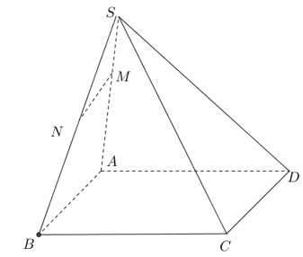 Cho hình chóp S.ABCD có đáy ABCD là hình bình hành, M và N là hai điểm trên SA,\,SB (ảnh 1)