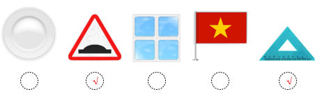 Đánh dấu √ vào đồ vật có dạng hình tam giác: (ảnh 2)