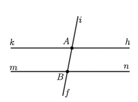 Cho điểm \(A\) không thuộc đường thẳng \(mn.\) Qua \(A\) vẽ đường thẳng \(hk\) song song (ảnh 1)