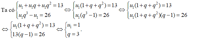 a) Tìm số hạng đầu u1 và công bội q của cấp số nhân (ảnh 1)