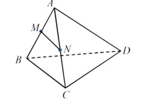 Cho tứ diện ABCD. Gọi M,N lần lượt là trung điểm của các cạnh AB và AC (như hình vẽ bên dưới). (ảnh 1)