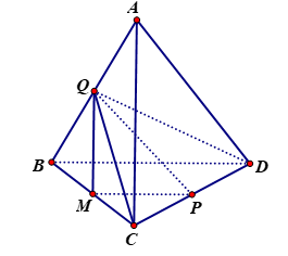 Cho tứ diện đều ABCD cạnh a. Tính  góc giữa hai đường thẳng AC và BD (ảnh 1)
