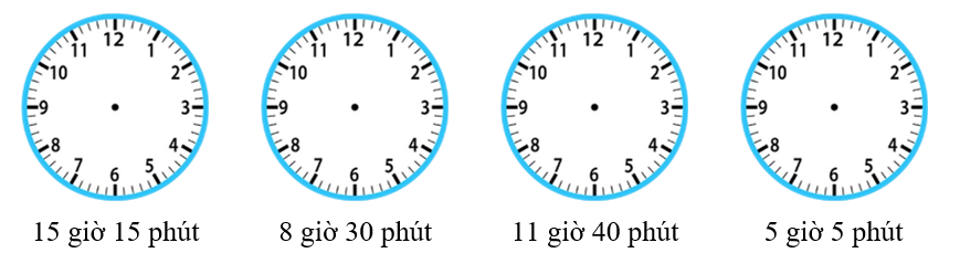 Vẽ thêm kim giờ, kim phút để đồng hồ chỉ giờ ghi bên dưới: (ảnh 1)