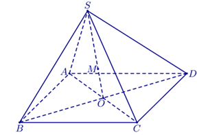 Cho hình chóp tứ giác S.ABCD có đáy là hình bình hành tâm O (ảnh 1)