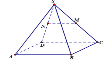 Cho hình chóp SABCD có đáy là hình bình hành . Gọi M,N lần lượt là trung điểm của SC và SD (ảnh 1)