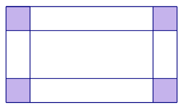 Một tấm sắt hình chữ nhật có chu vi là 48 cm. Người ta cắt ở mỗi góc tấm sắt một hình vuông cạnh là 2 cm như hình vẽ. (ảnh 1)