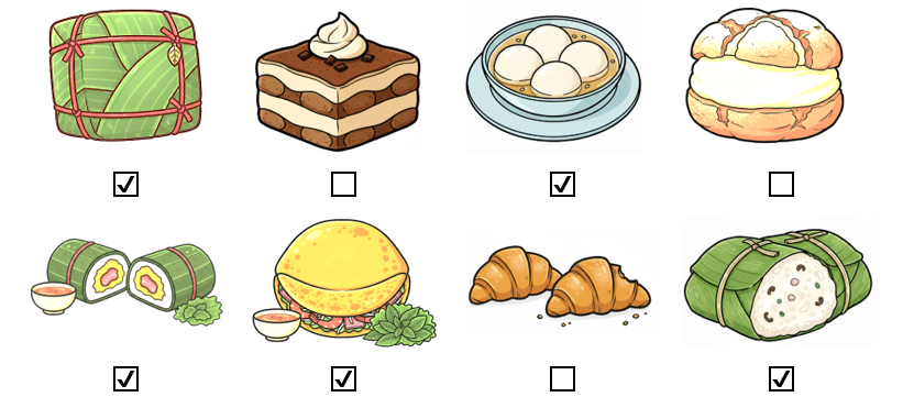 a) Đánh dấu ☑ vào những món bánh truyền thống của Việt Nam (ảnh 2)