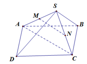 Cho hình chóp tứ giác S. ABCD. Gọi M,N lần lượt là trung điểm của SA và SC. Mệnh đề nào sau đây đúng? (ảnh 1)