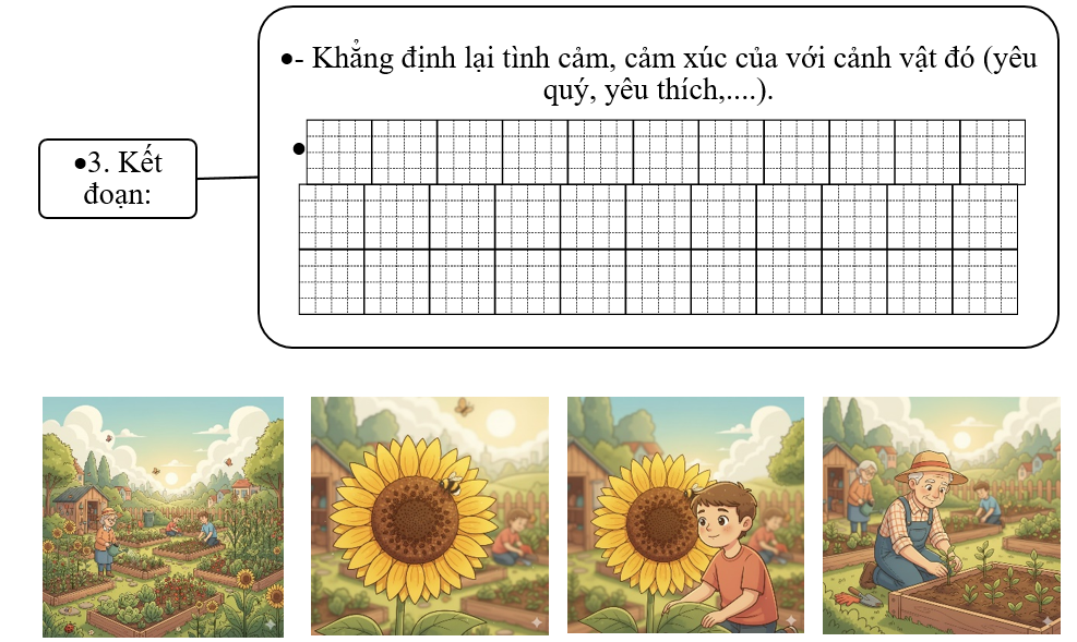 Đề bài số 3: Em hãy viết đoạn văn nêu tình cảm, cảm xúc của em về cảnh vật trong tranh. (ảnh 4)