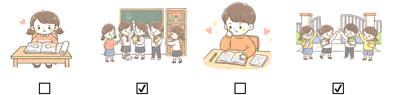 a) Đánh dấu ☑ vào các hoạt động em thường làm khi sắp kết thúc năm học. (ảnh 2)