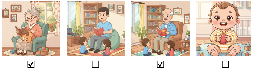 a) Đánh dấu ☑ vào hình ảnh có ông hoặc bà của em. (ảnh 2)