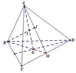 Cho tứ diện ABCD. G là trọng tâm tam giác BCD (ảnh 1)
