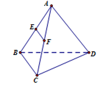 Cho tứ diện ABCD. Gọi E,F\ lần lượt là trung điểm AB,AC(Như hình vẽ). (ảnh 1)
