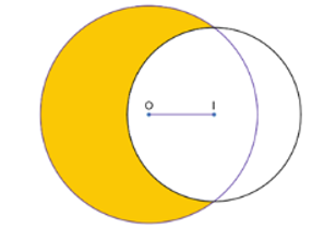 Một hình mặt trăng được tạo bởi hai đường tròn O;{R_1} (ảnh 1)