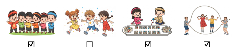 a) Em hãy đánh dấu ☑ vào bức tranh có hình ảnh các trò chơi dân gian. (ảnh 2)