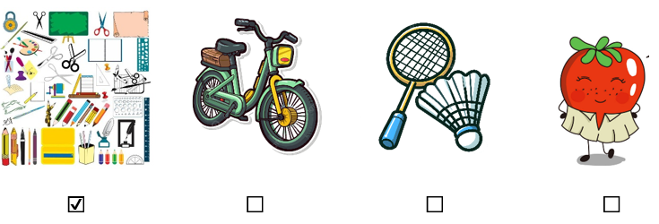 f) Em hãy đánh dấu ✔ vào hình ảnh dụng cụ học tập.  (ảnh 2)