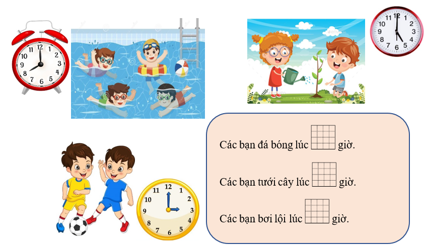 Điền số thích hợp vào ô trống cho các hoạt động dưới đây: (ảnh 1)