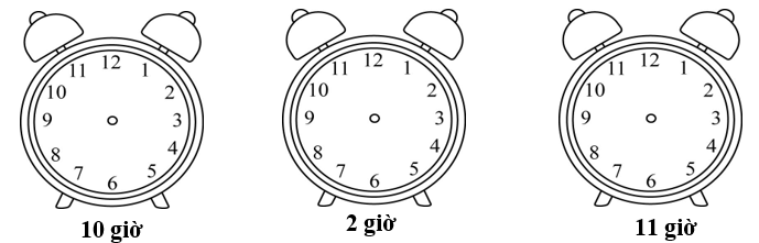 Vẽ thêm kim ngắn và kim dài để đồng hồ chỉ đúng thời gian rồi tô màu cho mỗi bức tranh. (ảnh 1)