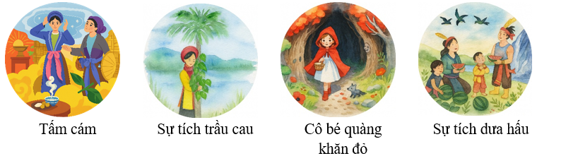 j) Dựa vào hình ảnh minh họa dưới đây, em hãy điền tên truyện tương ứng: (ảnh 2)