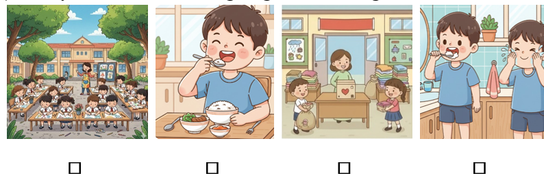 f) Em hãy đánh dấu ✔ vào những công việc, hoạt động cần được viết báo cáo. (ảnh 1)