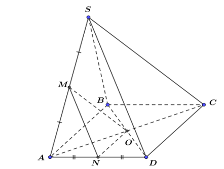 Cho hình chóp S.ABCD có đáy ABCD là hình bình hành tâm O (ảnh 1)