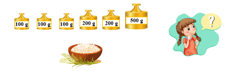 Điền vào chỗ trống thích hợp: Em hãy giúp Lan tìm 2 cách chọn các quả cân thích hợp (ảnh 2)