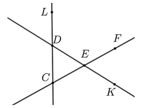 Hình vẽ dưới đây có bao nhiêu bộ ba điểm thẳng hàng? (ảnh 1)
