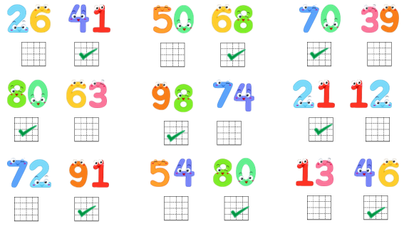 Điền dấu   thích hợp vào ô trống dưới số lớn hơn. (ảnh 3)