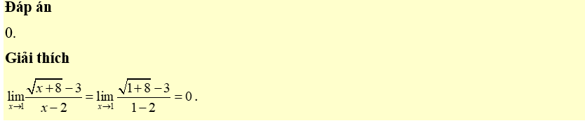 Lim căn x+ 8 -3 / x-2 bằng (ảnh 2)