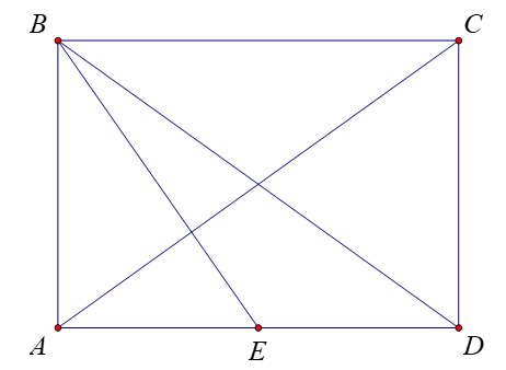 Cho hình chữ nhật \(ABCD\) có \(AB = 2\). Gọi \(E\) là trung điểm cạnh (ảnh 1)