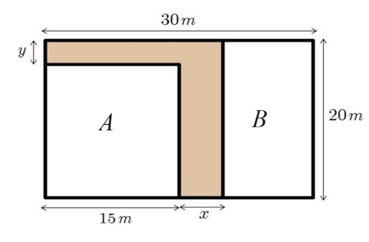Một khu vườn hình chữ nhật có chiều dài là \[30{\rm{ m}}\] và chiều rộng (ảnh 2)