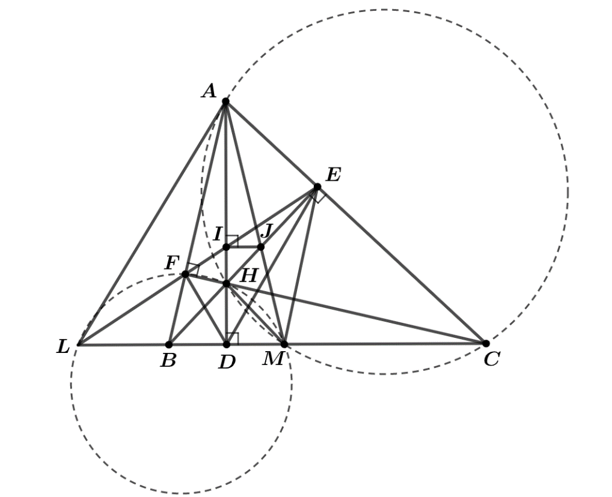 Cho tam giác \(ABC\) nhọn (\(AB < AC\)) có các đường cao (ảnh 2)