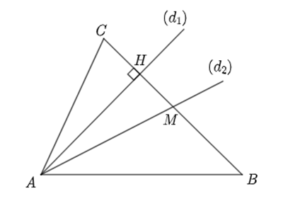 Cho tam giác \(ABC\) với tọa độ đỉnh \(C\left( {4; - 1} \right)\), đường cao kẻ từ đỉnh \(A\) là \(\left( {{d_1}} \right) (ảnh 1)
