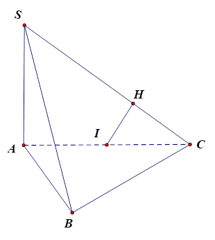 Cho hình chóp S.ABC có đáy ABC là tam giác vuông tại A, cạnh bên SA vuông góc với (ABC). Gọi I là trung điểm cạnh AC, H là hình chiếu của I trên SC. Khẳng định nào sau đây đúng? (ảnh 1)