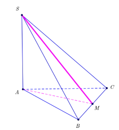 Cho hình chóp S.ABC có đáy ABC là tam giác vuông cân tại A và AB = a căn bậc hai 2. Biết SA vuông góc (ABC) và SA = a. Số đo góc nhị diện [S,BC,A] là (ảnh 1)