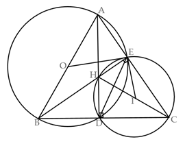Cho tam giác \(ABC\;\) có ba góc nhọn. Hai đường cao của tam giác (ảnh 2)