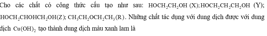 Cho các chất có công thức cấu tạo như sau: (Y); (ảnh 1)