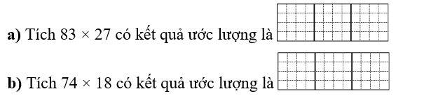Làm tròn các thừa số đến hàng chục rồi ước lượng kết quả của các tích sau: (ảnh 1)