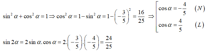 Cho sin alpha = -3/5 với (ảnh 1)