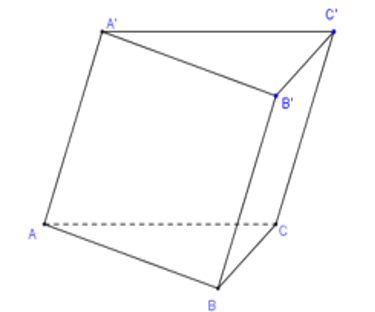 Cho lăng trụ tam giác ABC.A'B'C' , khẳng định nào sau đây là sai (ảnh 1)